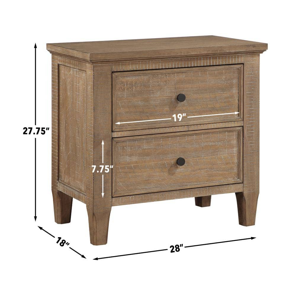 Steve Silver Riverdale Rustic Modern Nightstand with Two Drawers, Driftwood