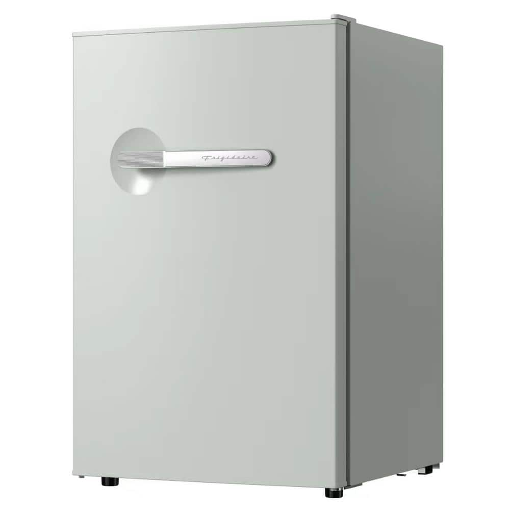 Frigidaire 4.5 cu. ft. retro compact fridge built-in side bottle opener W: 21.65" x L: 22.24" X H: 32.91" (Sage)