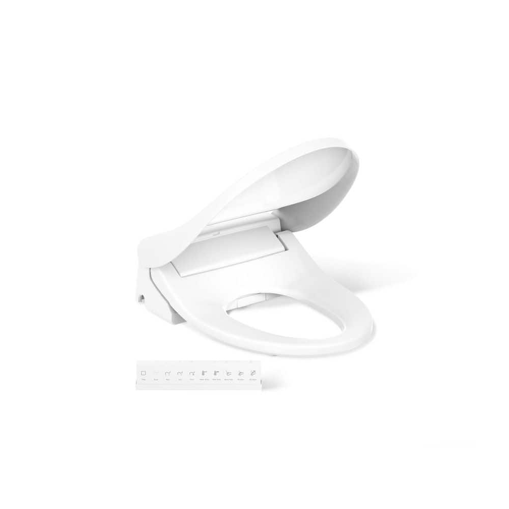 KOHLER Purewash E880 Elongated Bidet Toilet Seat, White with Remote, Quiet-Close Lid Prevents Slamming, Easy Installation with Quick-Release Hinges, Self-Cleaning Wand, Adjustable Water Pressure