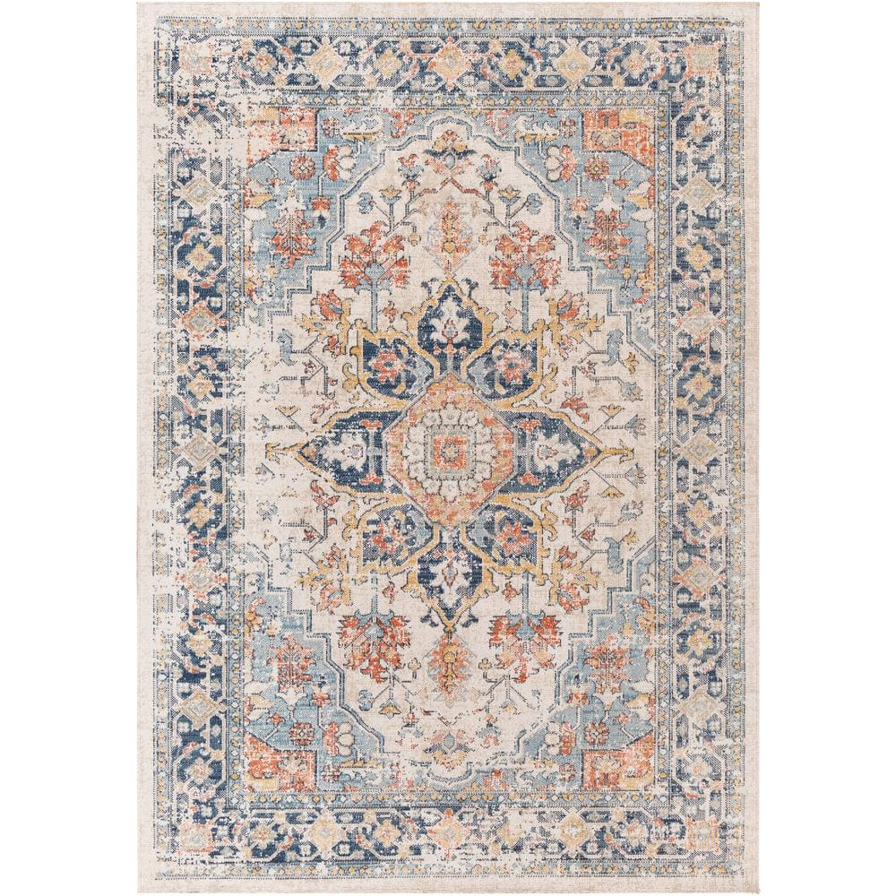 Livabliss Huntington Beach Vintage Indoor/Outdoor Area Rug,7'10" x 10',Blue
