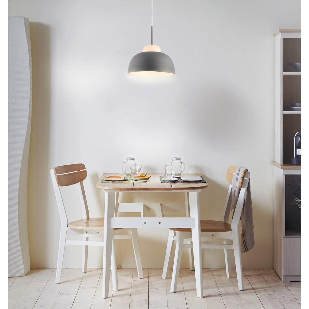 Simon 12" Adjustable Metal/Glass LED Pendant, Gray