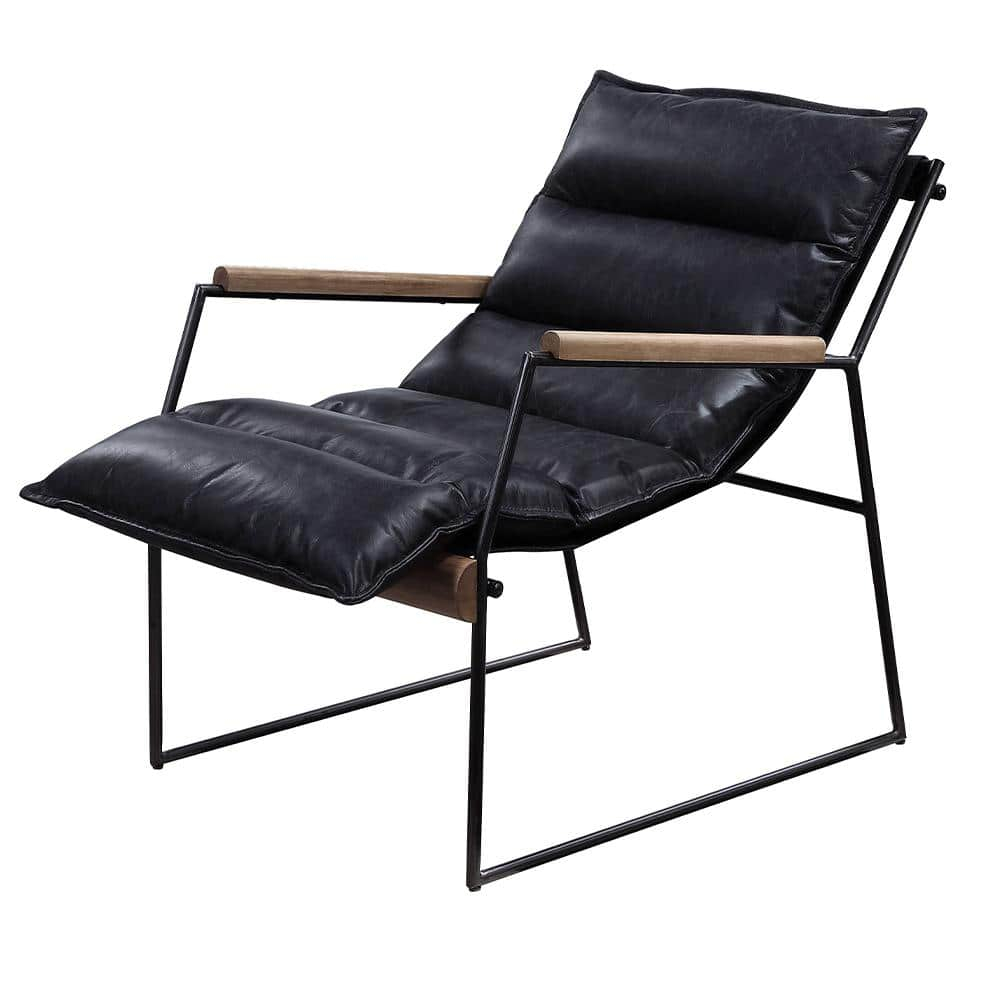 ACME Luberzo Top Grain Leather Upholstered Accent Chair in Distress Expresso