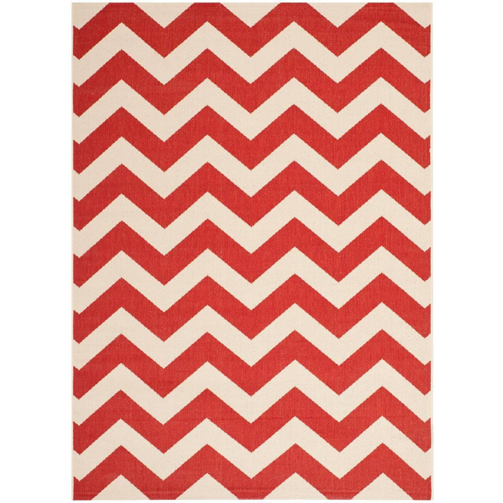 SAFAVIEH Courtyard Bailey Chevron Indoor/Outdoor Area Rug, Red, 5'3" x 7'7"