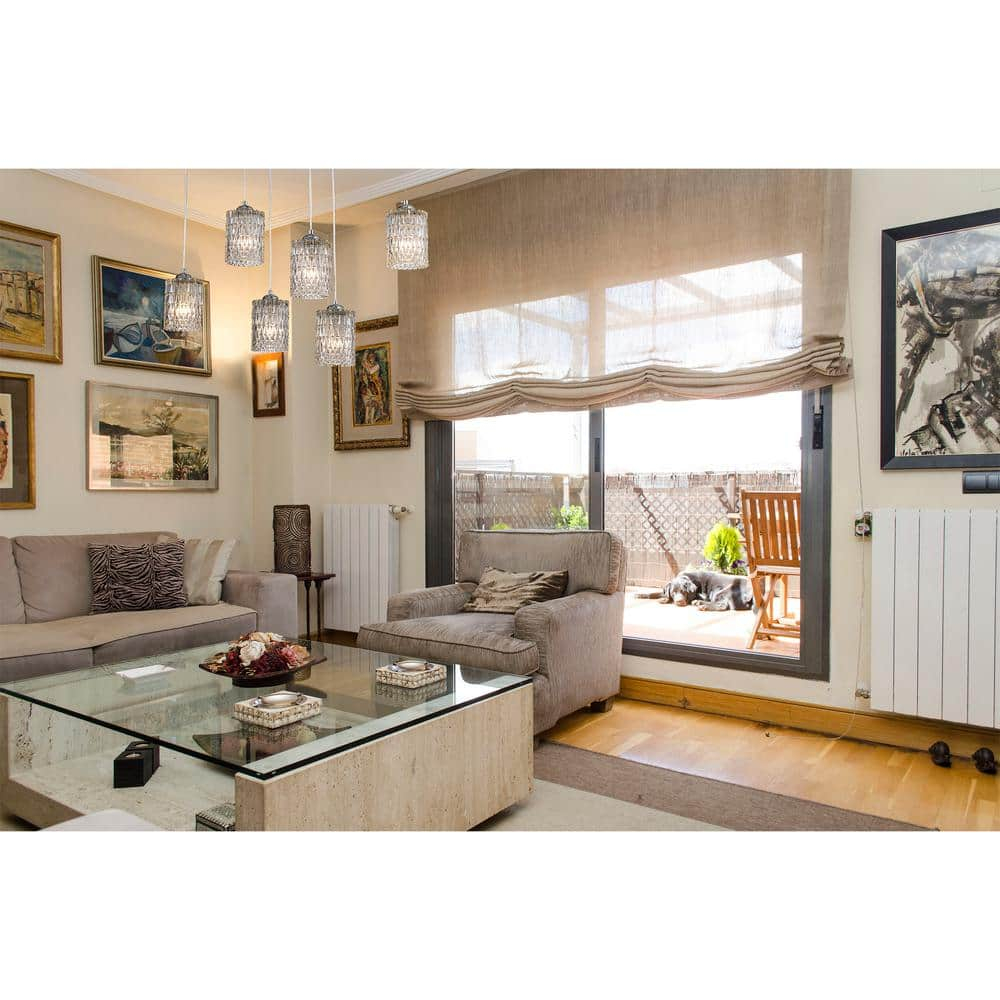 Aldubon Chrome 6-Light Chandelier with Diamond Crystal Shades (Adjustable Height)