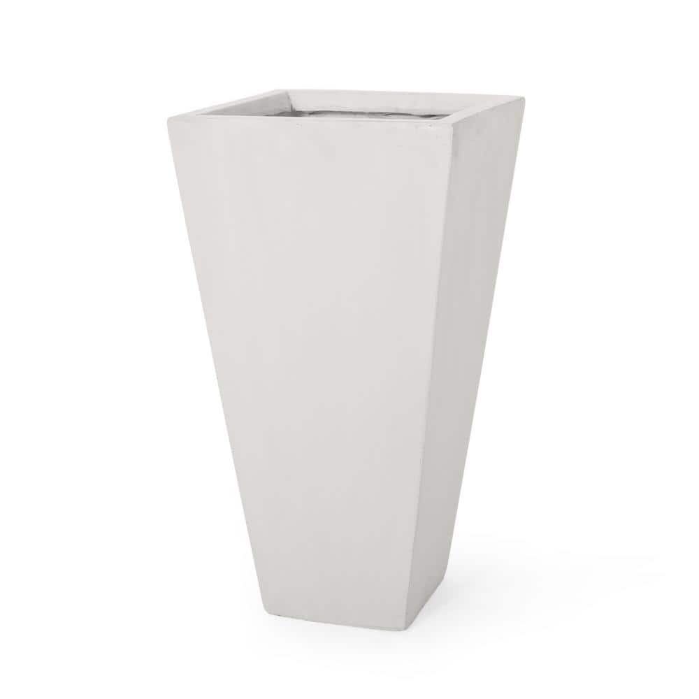 Ella Small Matte White Concrete Outdoor Patio Planter