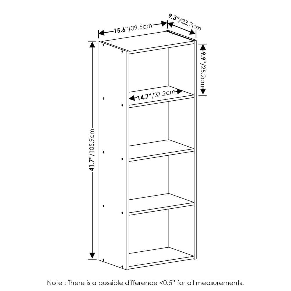 Furinno Luder 4-Tier Open Shelf Bookcase, Blackwood