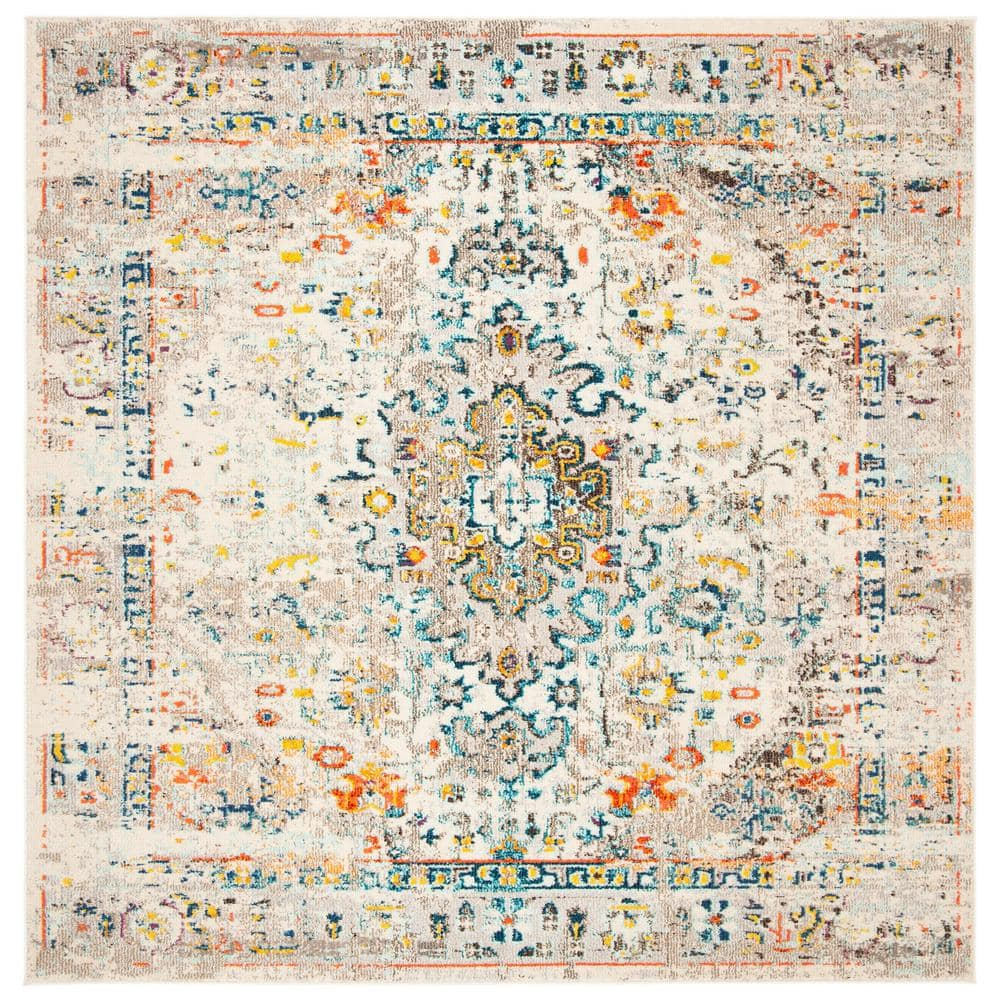 SAFAVIEH Madison Alys Vintage Traditional Area Rug, Cream/Blue, 11' x 11' Square