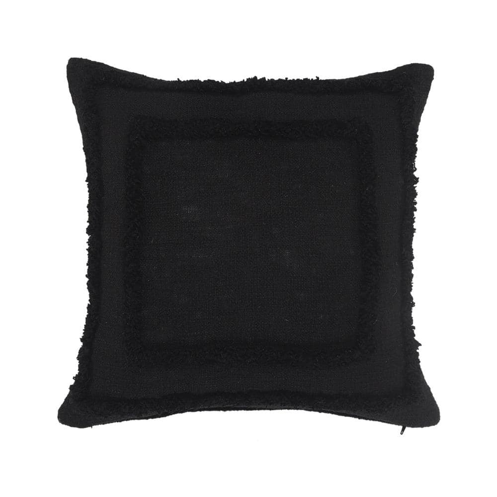 Ox Bay Modern Tufted Solid Throw Pillow, 20" x 20", Black