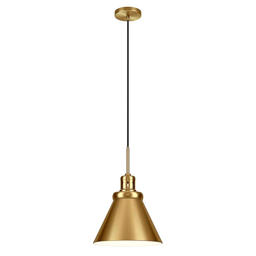 Evelyn&Zoe 17" Brushed Brass Cone Pendant