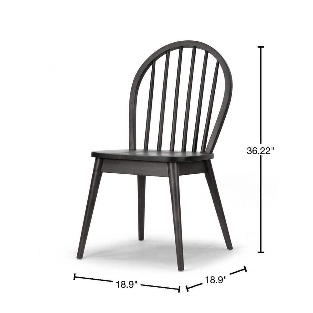 Glamour Home Astra 17.72" Wood Chairs with Windsor Back in Black (Set of 2)