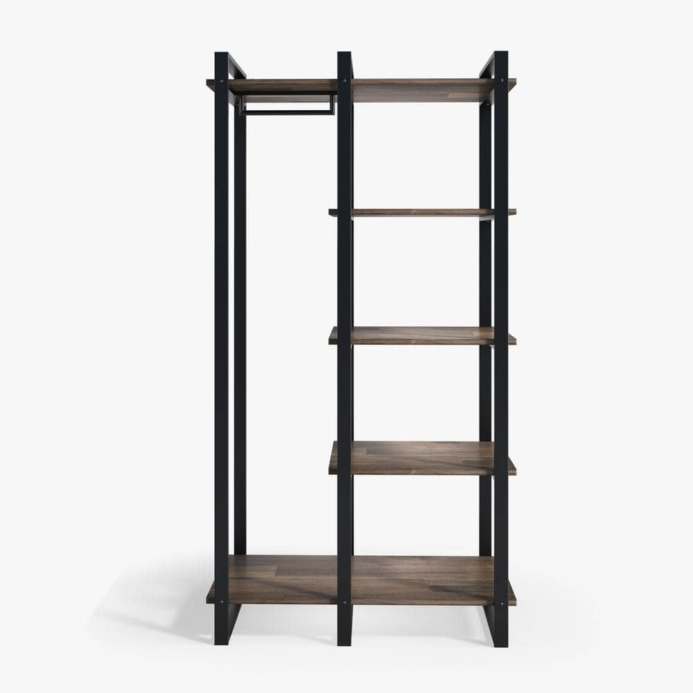Zinus Brock 4-Shelf Etagere Bookcase with Hanging Storage, Acacia Wood and Metal Frame, Adult