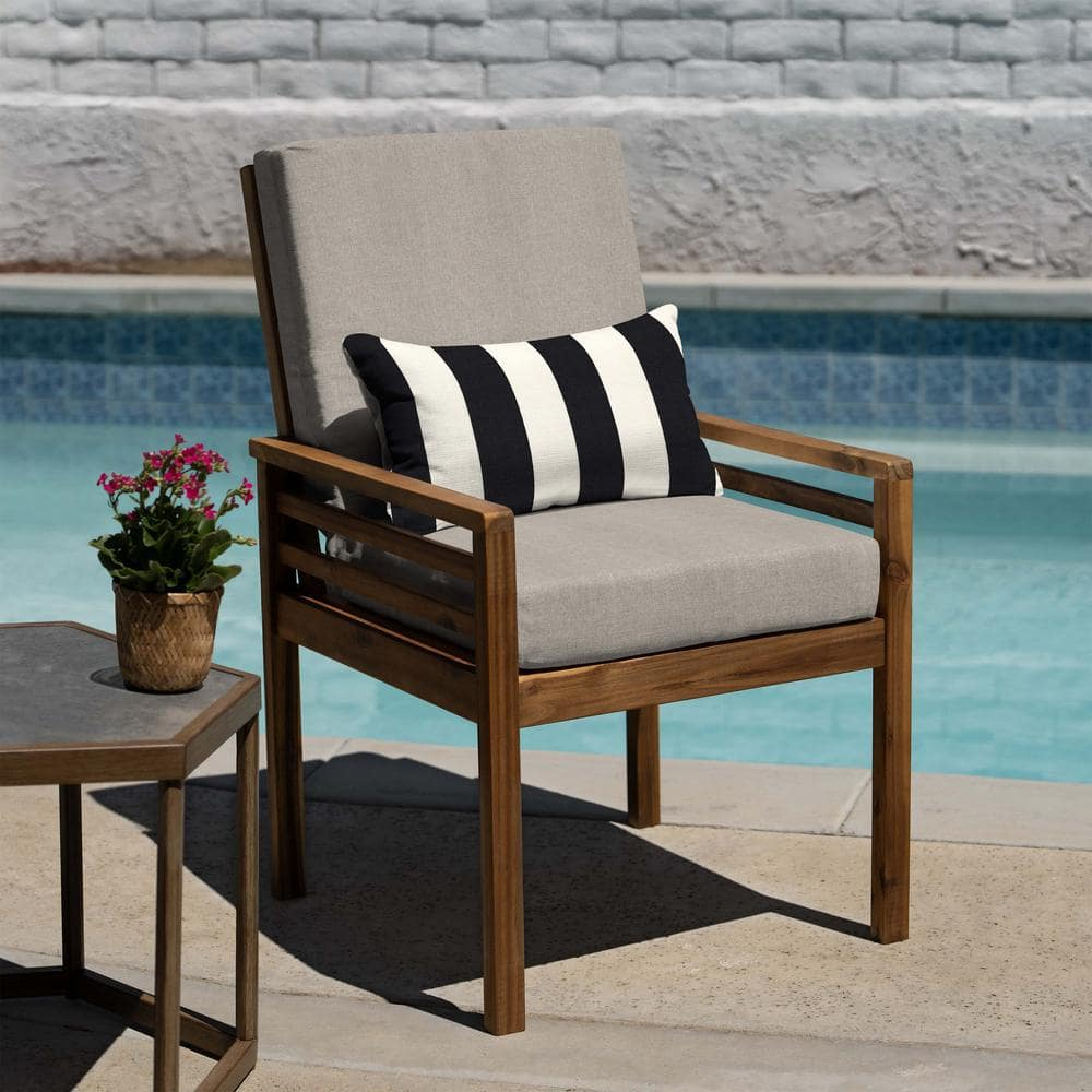 Heathered Solid Taupe Outdoor Highback Dining Chair Cushion