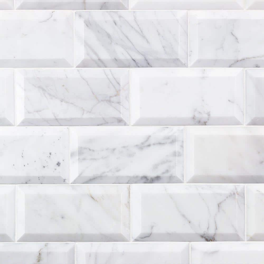 Calacatta 3" x 6" Marble Marble Look Subway Wall & Floor Tile