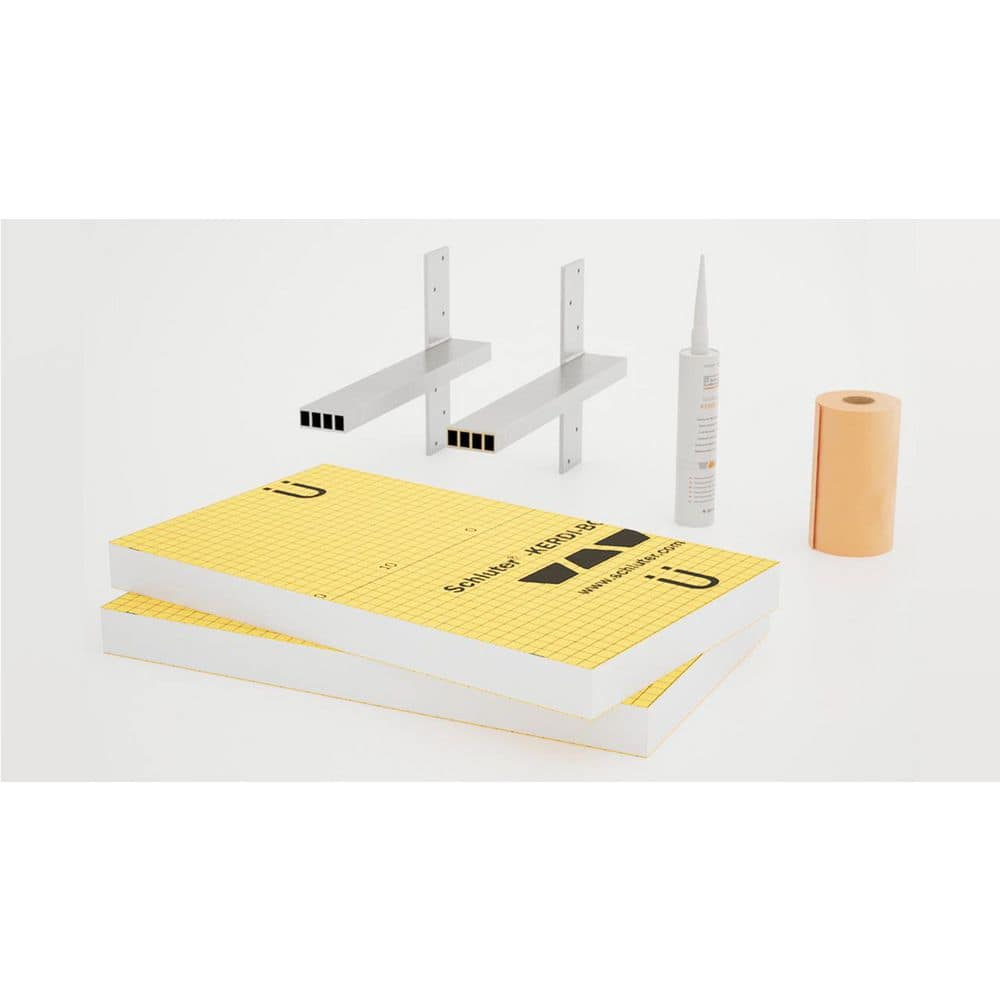 The Original Floating Shower Bench Kit with Orange Waterproof Board and Original Shower Bench Bracket (14x36")