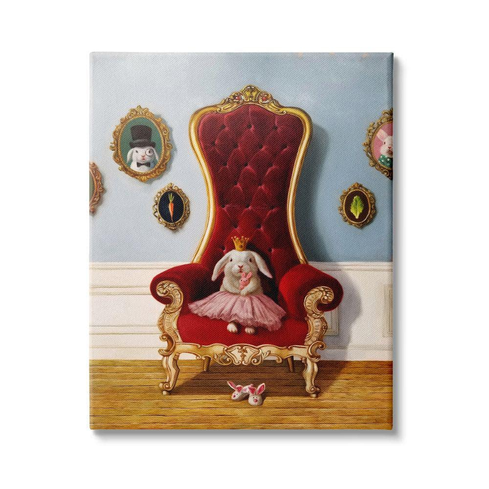 Stupell Industries Princess Rabbit Royal Heir Red Throne Funny Animal, 36 x 48, Design by Lucia Heffernan