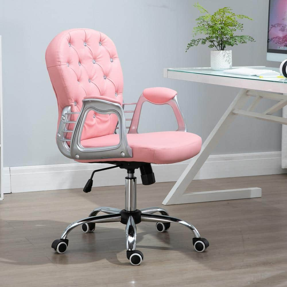 Vinsetto Indoor Height Adjustment and Armrest Office Desk Chair, Pink