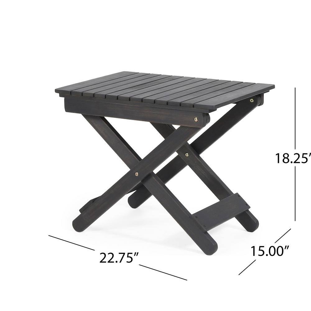 Side Table, Folding Wooden End Table, Outdoor Sode Table for Garden, 15"D x 22.75"W x 18.25"H , Dark Gray