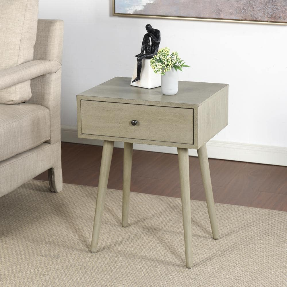 Arthur 24" Restoration Gray Wood and Metal End Table