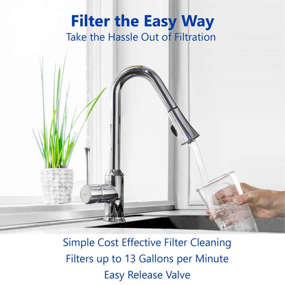 Express Water Whole House Sediment Water Filter – Spin Down Home Water Filtration System – 50 Micron Reusable Sediment Filter Cartridge – 1” and 3/4" Compatible with Filter, Mounting Bracket, Adapters