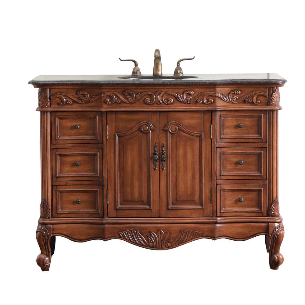 Elegant Decor Oakland 48" Single Marble Top Bathroom Vanity in Teak