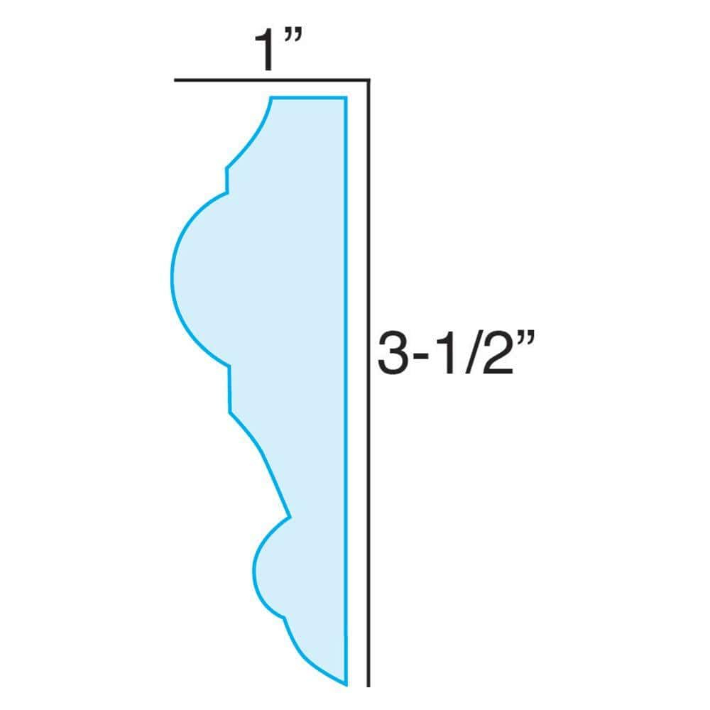 WM 298 3-1/2 in x 1 in x 6 in Long Plain Recycled Polystyrene Panel Moulding Sample