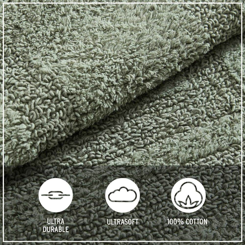 Logan Olive Green Cotton Reversible 2-Piece Bath Rug Set