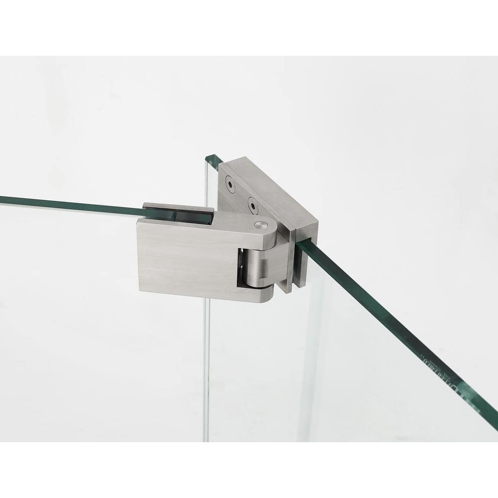 Madox Frameless Clear Glass Pivot Shower Door with Stainless Steel Hardware