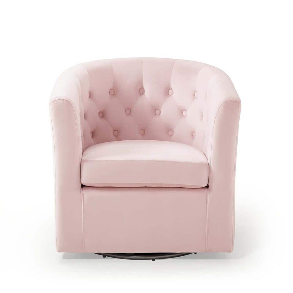 Modway Prospect Tufted Performance Velvet Swivel Armchair in Pink