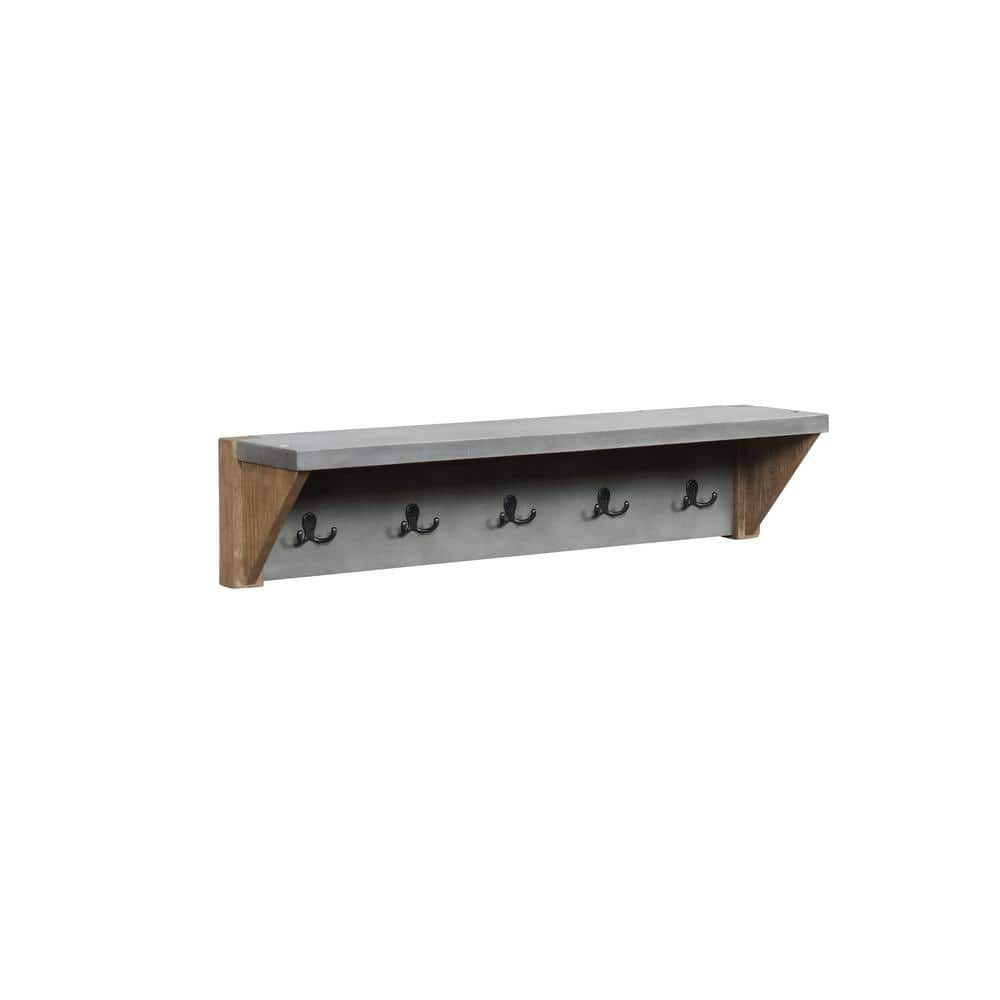 Newport 40" Coat Hook with Shelf and Faux Concrete Bench Set