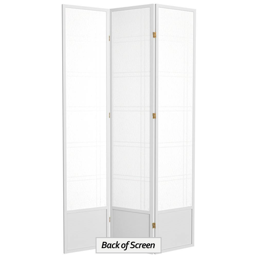 Oriental Furniture 7 ft. Tall Double Cross Shoji Screen - White - 3 Panel