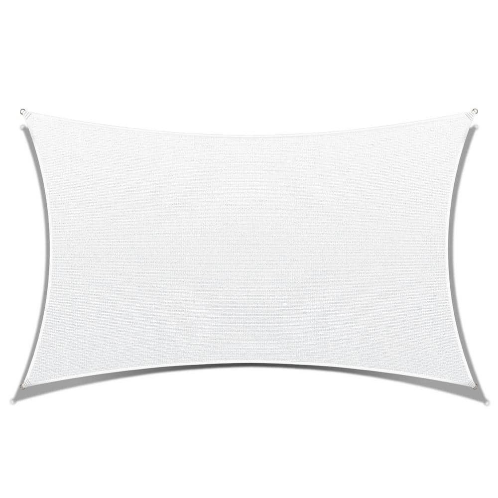 Amgo 12' x 18' White Rectangle Sun Shade Sail Canopy Awning UPF50+ AGTAPR0810, 95% UV Blockage, Water & Air Permeable, Commercial and Residential, 3 Years Warranty (We Make Custom Size)