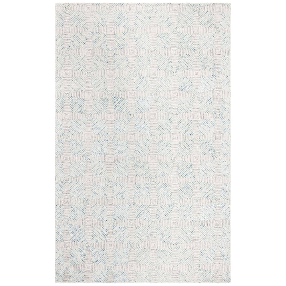 SAFAVIEH Abstract Qendro Geometric Area Rug, Ivory/Light Blue, 4' x 6'