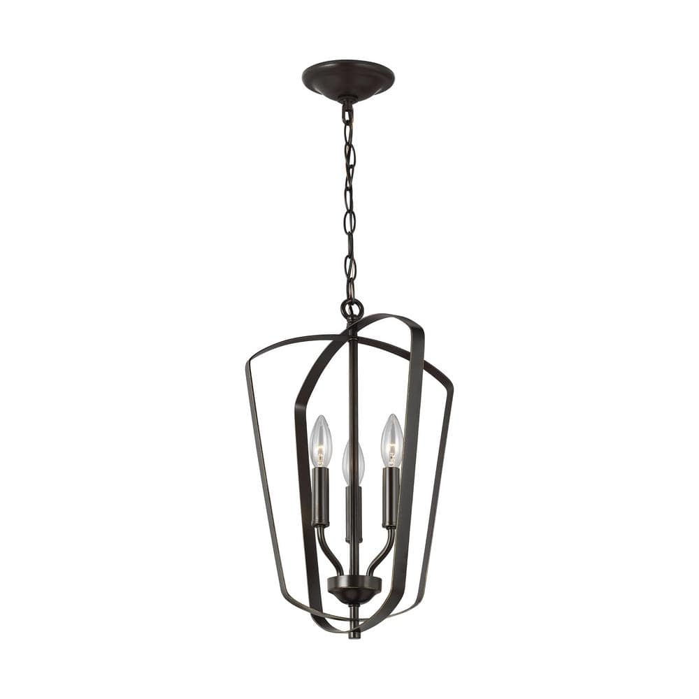 Romee Bronze 3-Light Classic Lantern Pendant with Glass Accents