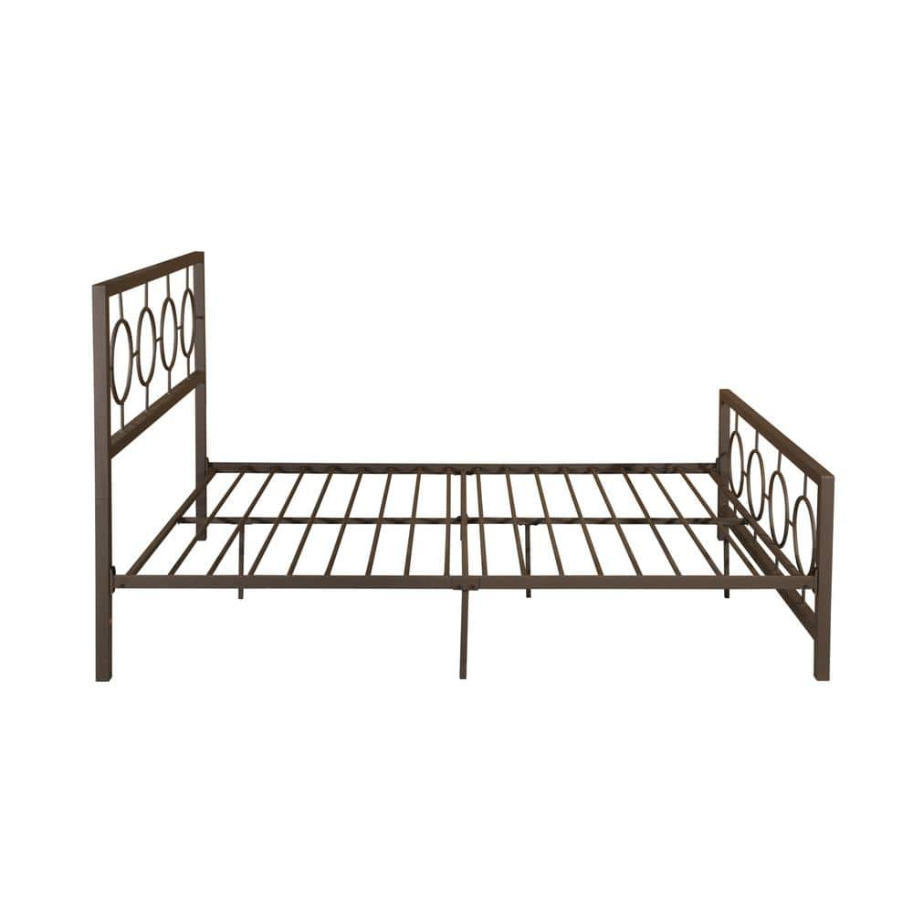 Noble House Ewelina Modern Queen-Size Iron Geometric Low-Profile Bed Frame, Hammered Copper