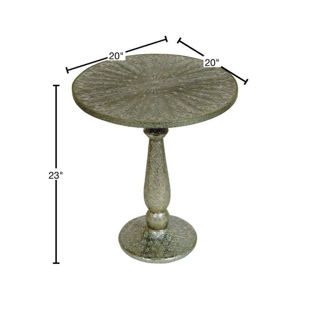 Noble House Sagle Handcrafted Accent Table, Silver