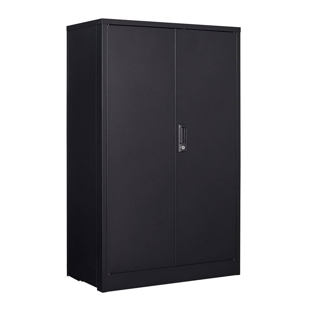 Metal Storage Cabinet,Black Metal Cabinet with Doors and Shelves,Garage Storage Cabinet with Lock,Short Steel Cabinet,Lockable Storage Cabinet for Home,Office,Shop,Garage Cabinets
