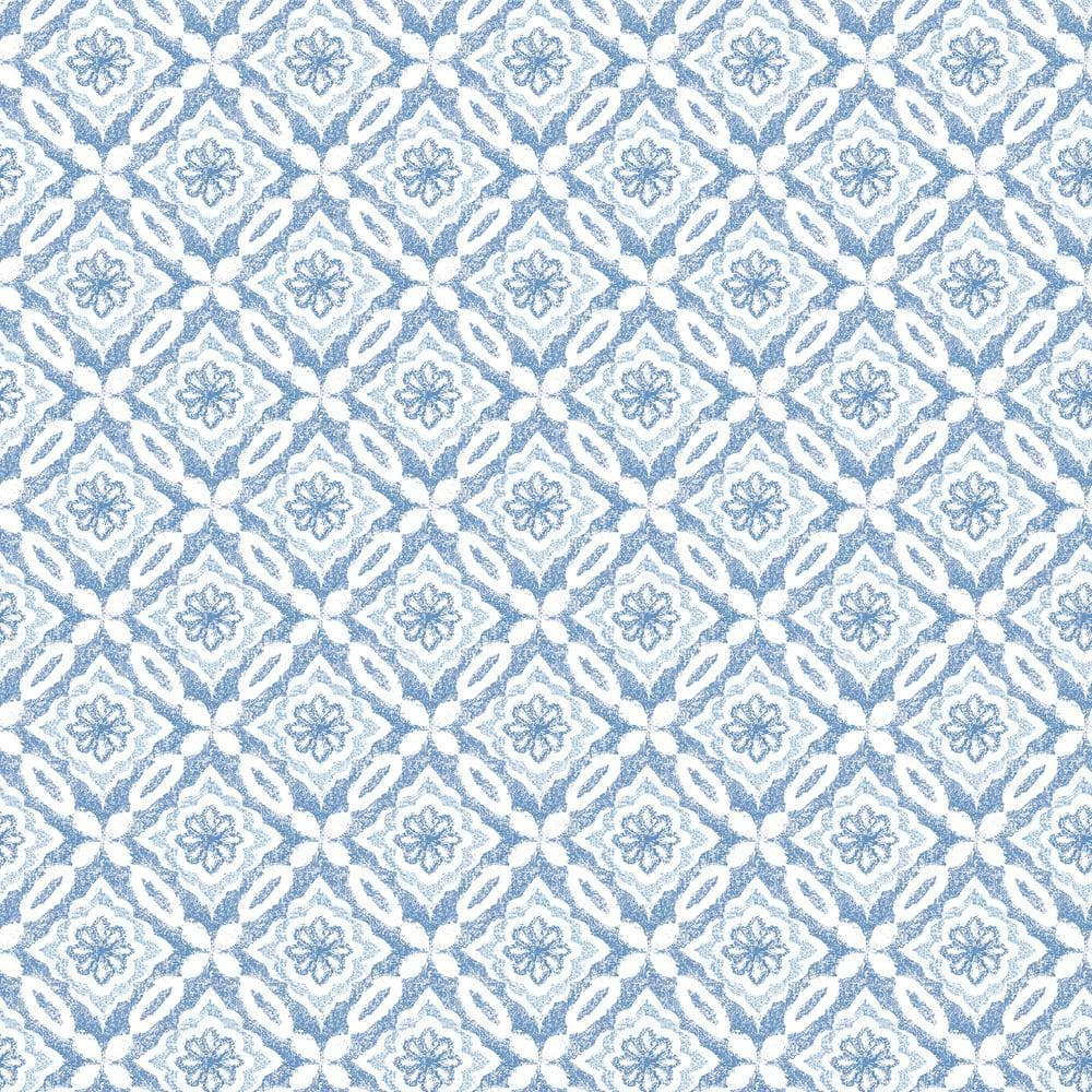 3122-10702 Hugson Quilted Damask Wallpaper with Embellished Diamond Shapes in Blue White Colors Farmhouse Style Prepasted Acrylic Coated Paper