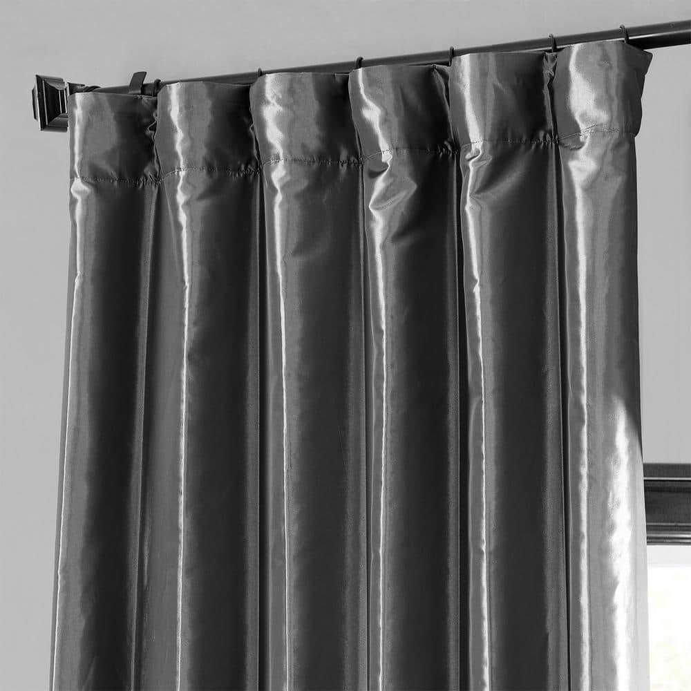Graphite Blackout Faux Silk Taffeta Curtain (1 Panel), Graphite, 50W X 108L
