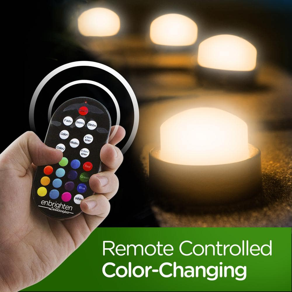 Enbrighten Premium LED Garden Lights, 6 Small Landscape Lights, 10ft Cord plus 22ft Lead Wire, Color Changing, Remote Control, Outdoor Landscape Lighting, 41366