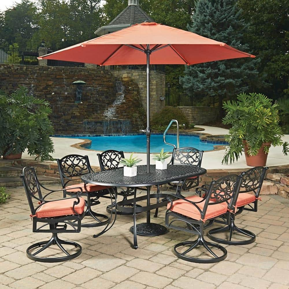 Homestyles Sanibel Aluminum Outdoor Swivel Rocking Chair in Black