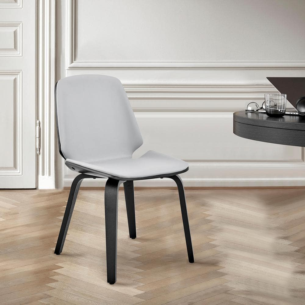 Armen Living Brinley 18" Faux Leather Dining Room Accent Chair in Gray/Black