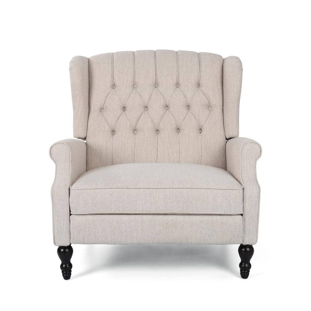 Noble House Barnsfield Oversized Tufted Push Back Recliner, Beige