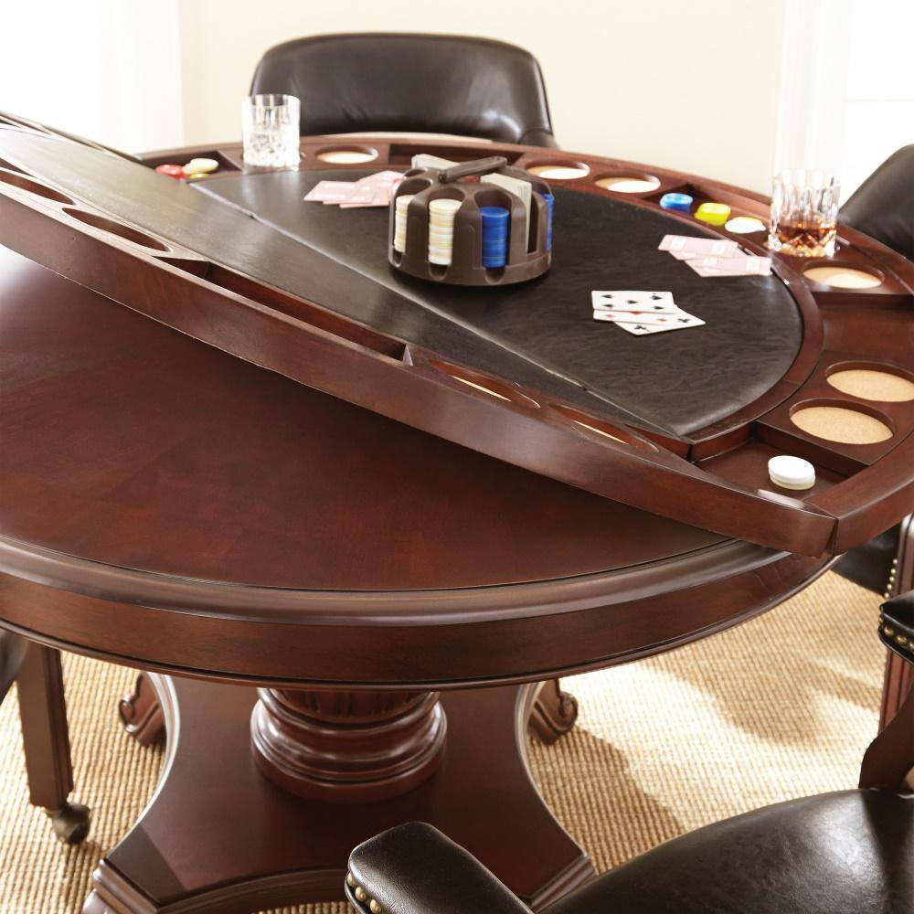 Tournament Black Top Poker Game Table in Cherry Finish