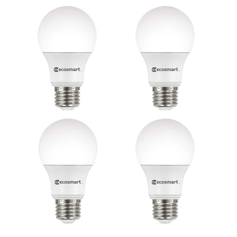 EcoSmart 100-Watt Equivalent A19 Non-Dimmable LED Light Bulb Daylight (4-Pack)