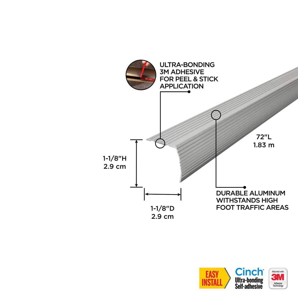 72" Satin Silver Aluminum Fluted Stair Edging
