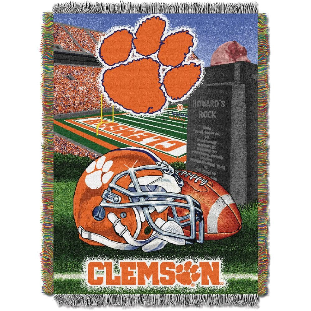 Clemson Tigers Orange and Green Woven Tapestry Throw Blanket