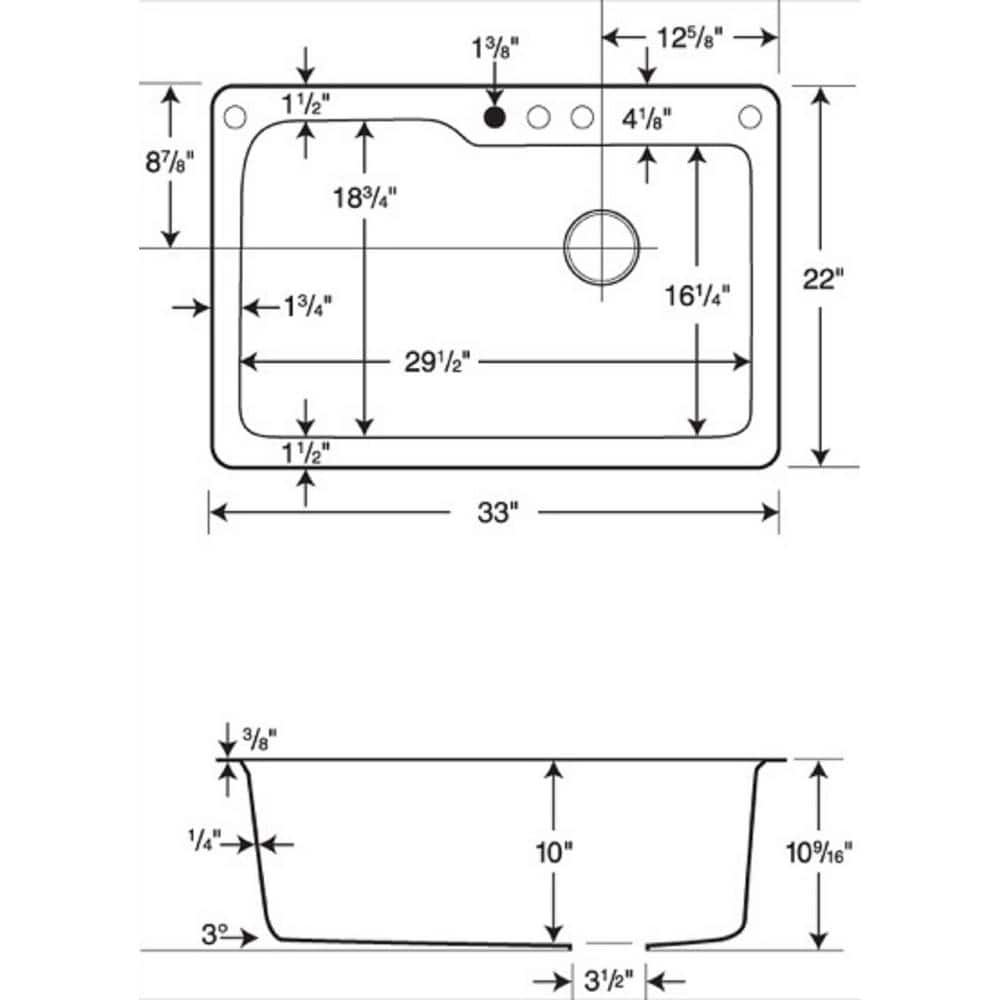 33'' L Drop-In Single Bowl Swanstone Kitchen Sink