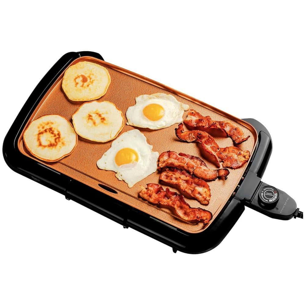 OVENTE Electric Griddle with 16" x 10" Flat Non-Stick Cooking Surface, Copper GD1610CO