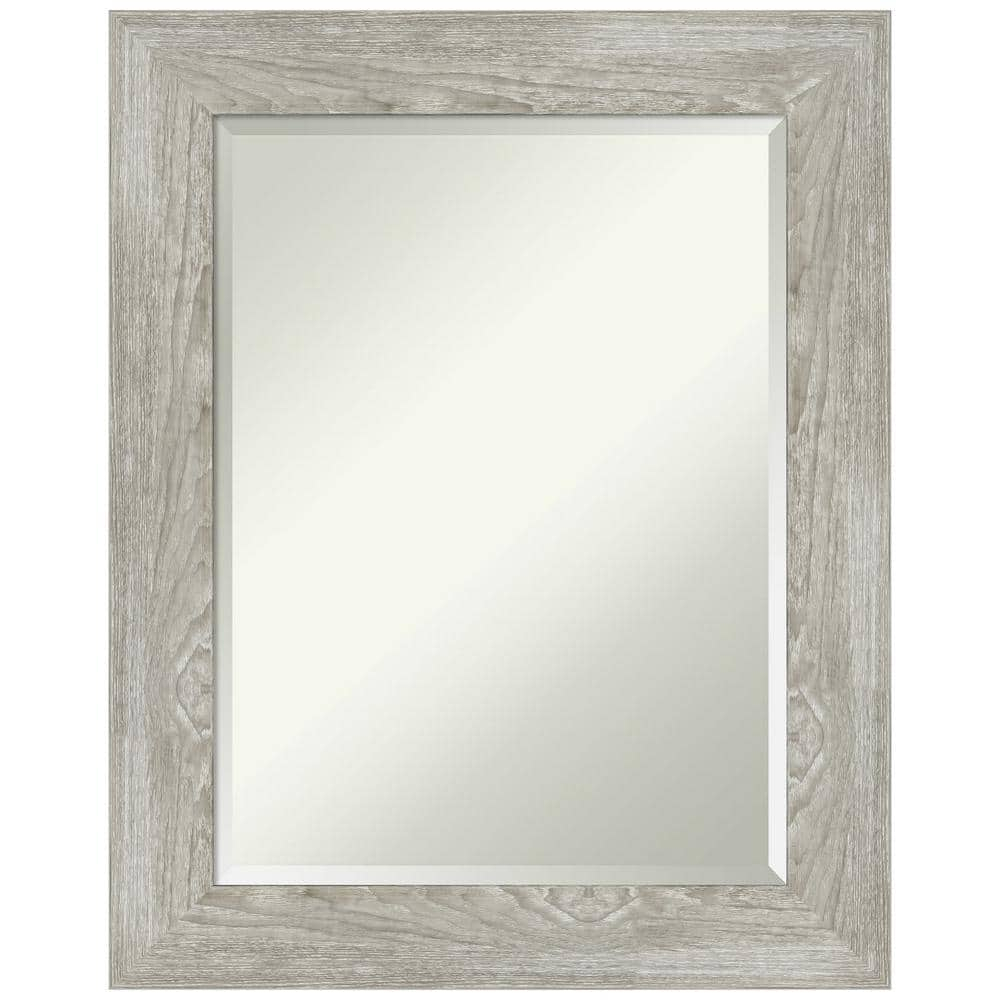 Amanti Art Beveled Bathroom Wall Mirror - Dove Greywash Frame Outer Size: 24 x 30 in