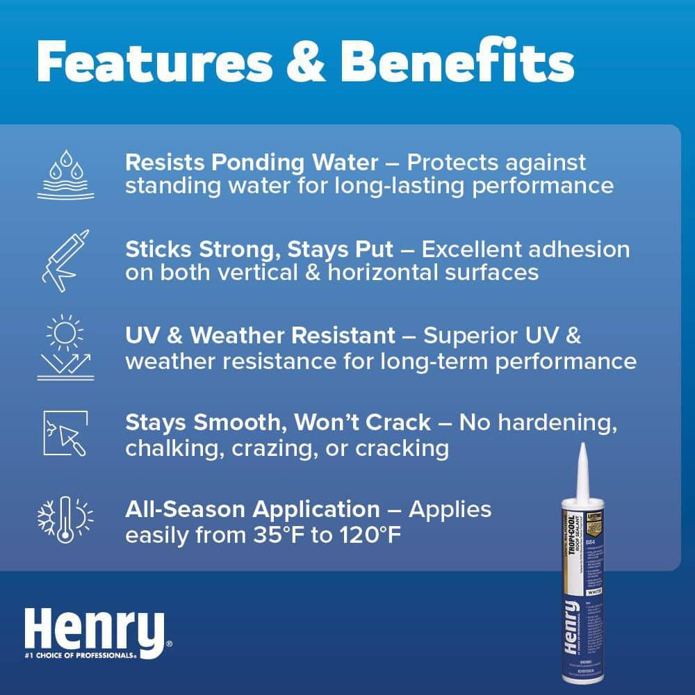 Henry Tropic-Cool 884 White Silicone Sealant 10 oz